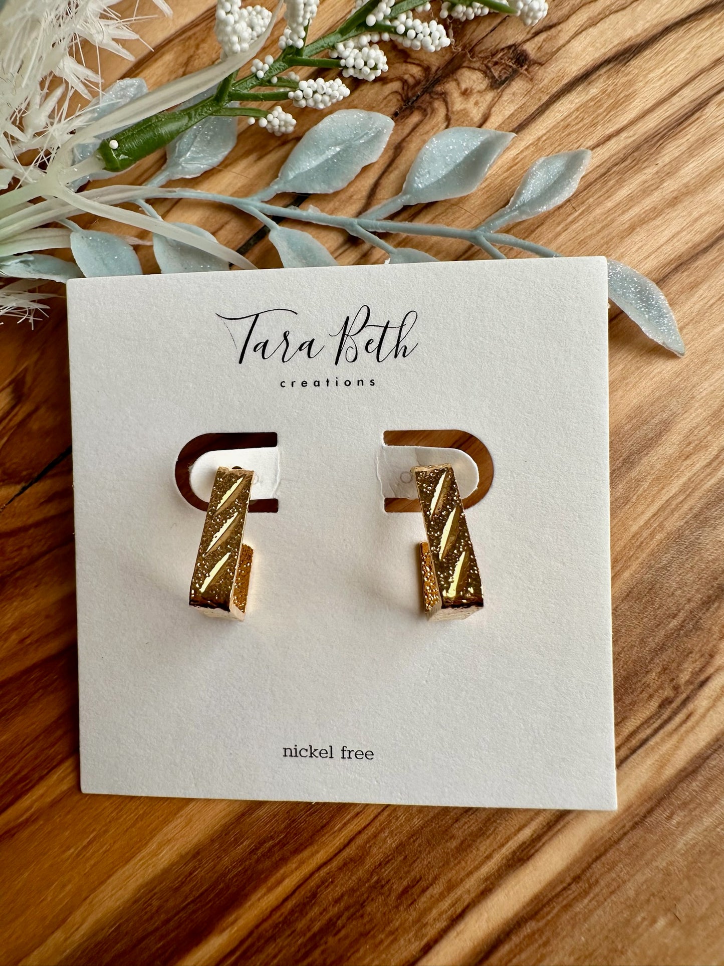 Textured Geometric Huggie Hoops