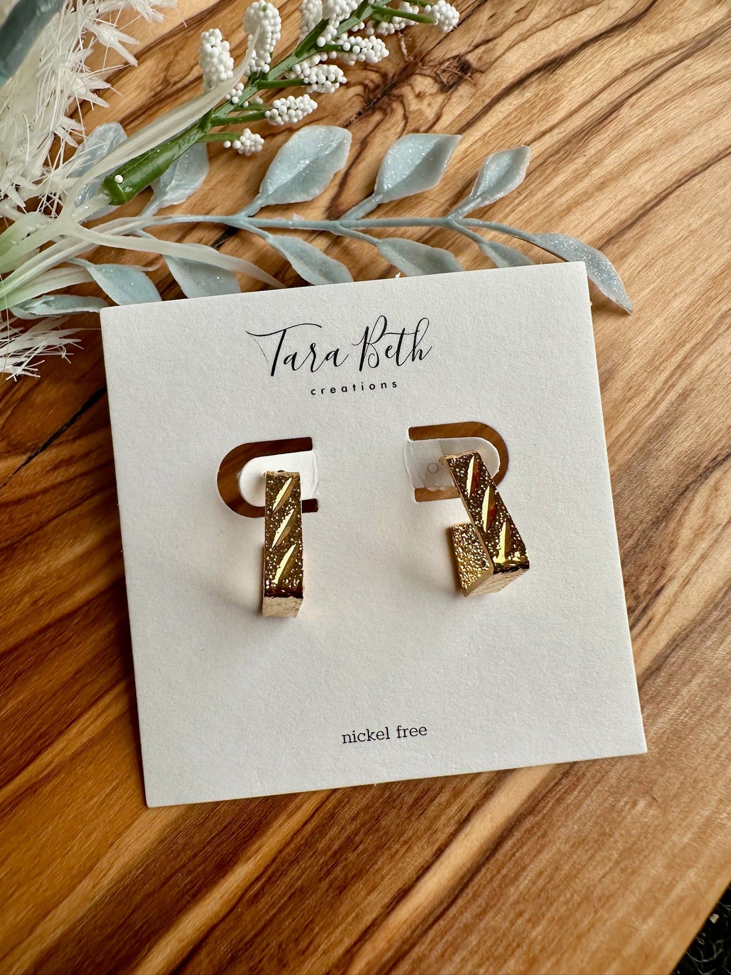 Textured Geometric Huggie Hoops
