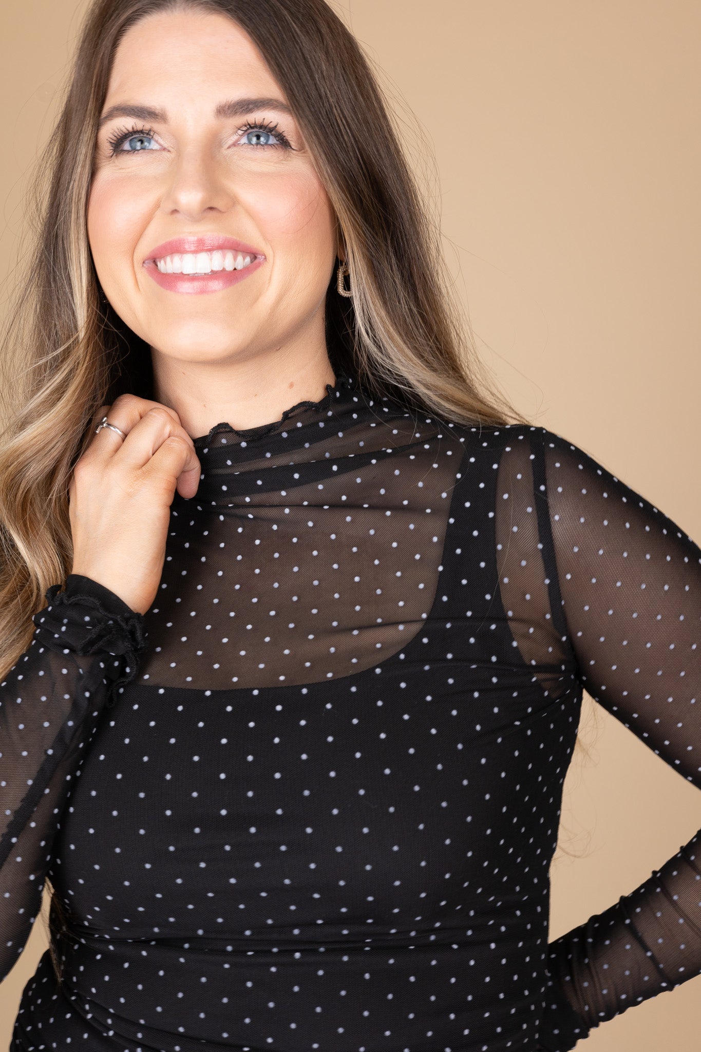 Nova Polka Dot Mesh Top