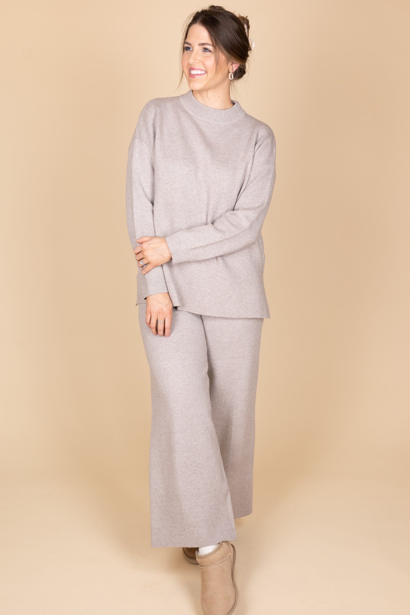 cream view of “Clara Comfort Set – a soft, breathable two-piece lounge set with a relaxed fit for effortless style and comfort.”