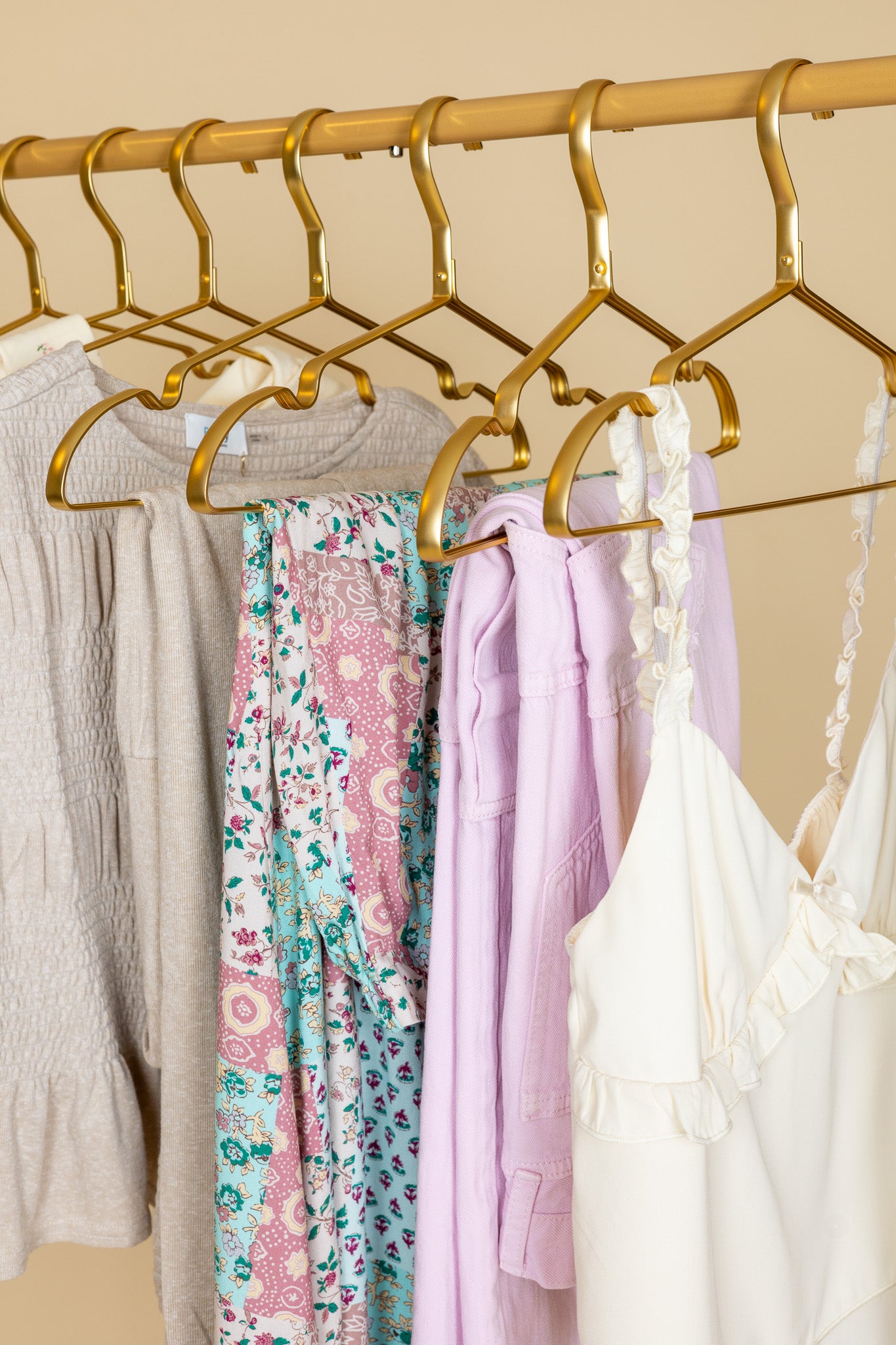 hanging view Cassie Denim Cargo Pants in blushed lavender with straight-leg fit, mid-rise waist, and functional cargo pocket