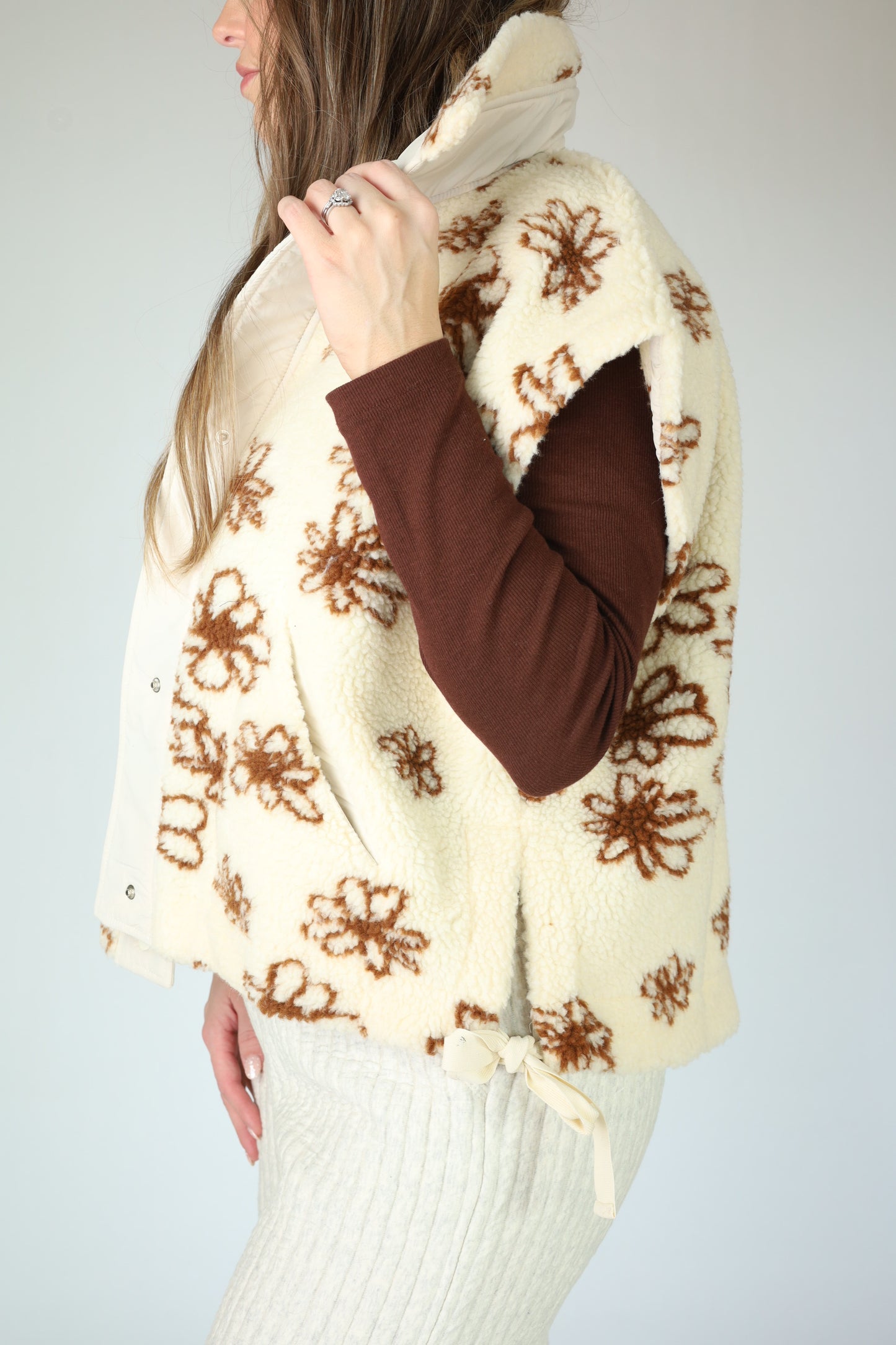 Shaylie Floral Sherpa Vest