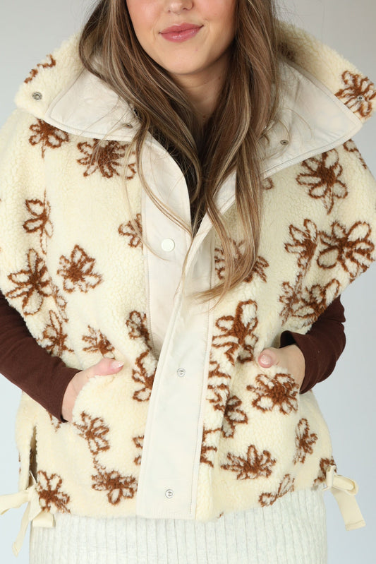 Shaylie Floral Sherpa Vest