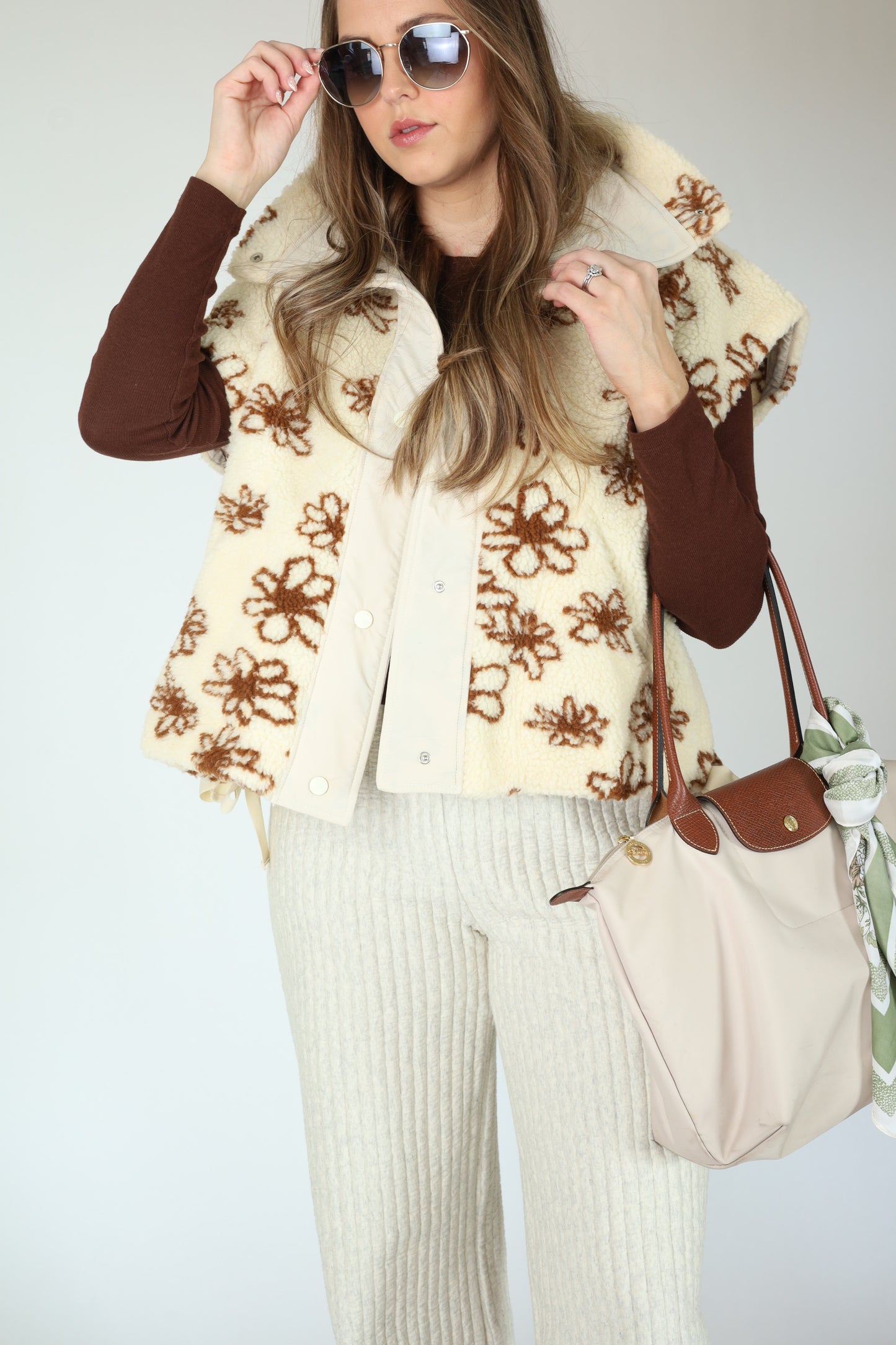 Shaylie Floral Sherpa Vest