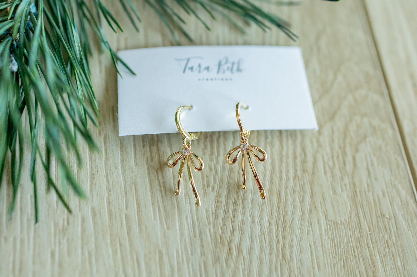 Gold Bow Drop Earrings