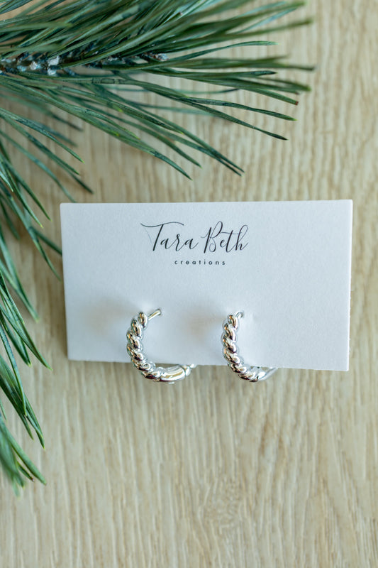 Silver Twisted Hoops